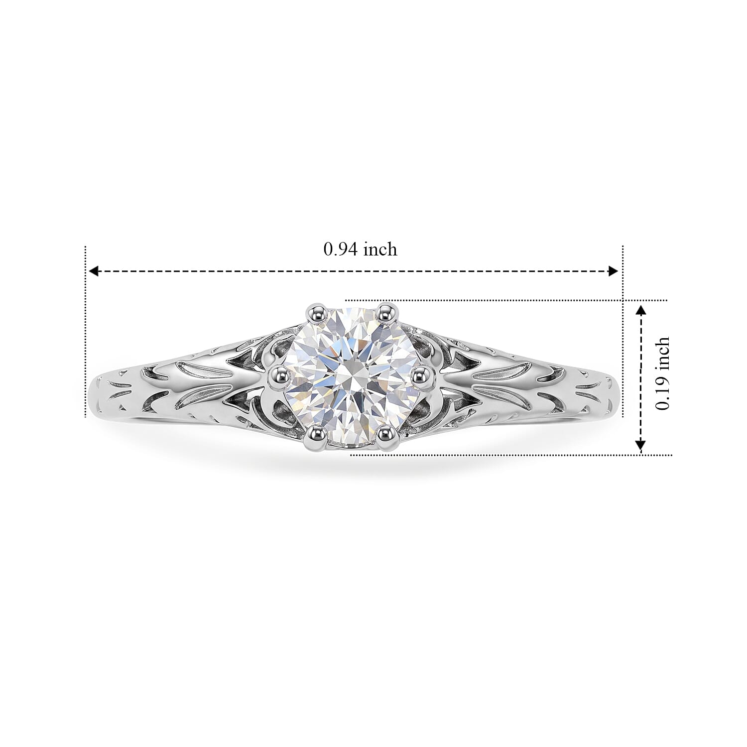 Simulated Diamond Solitaire Ring in Sterling Silver (Size 9.0)