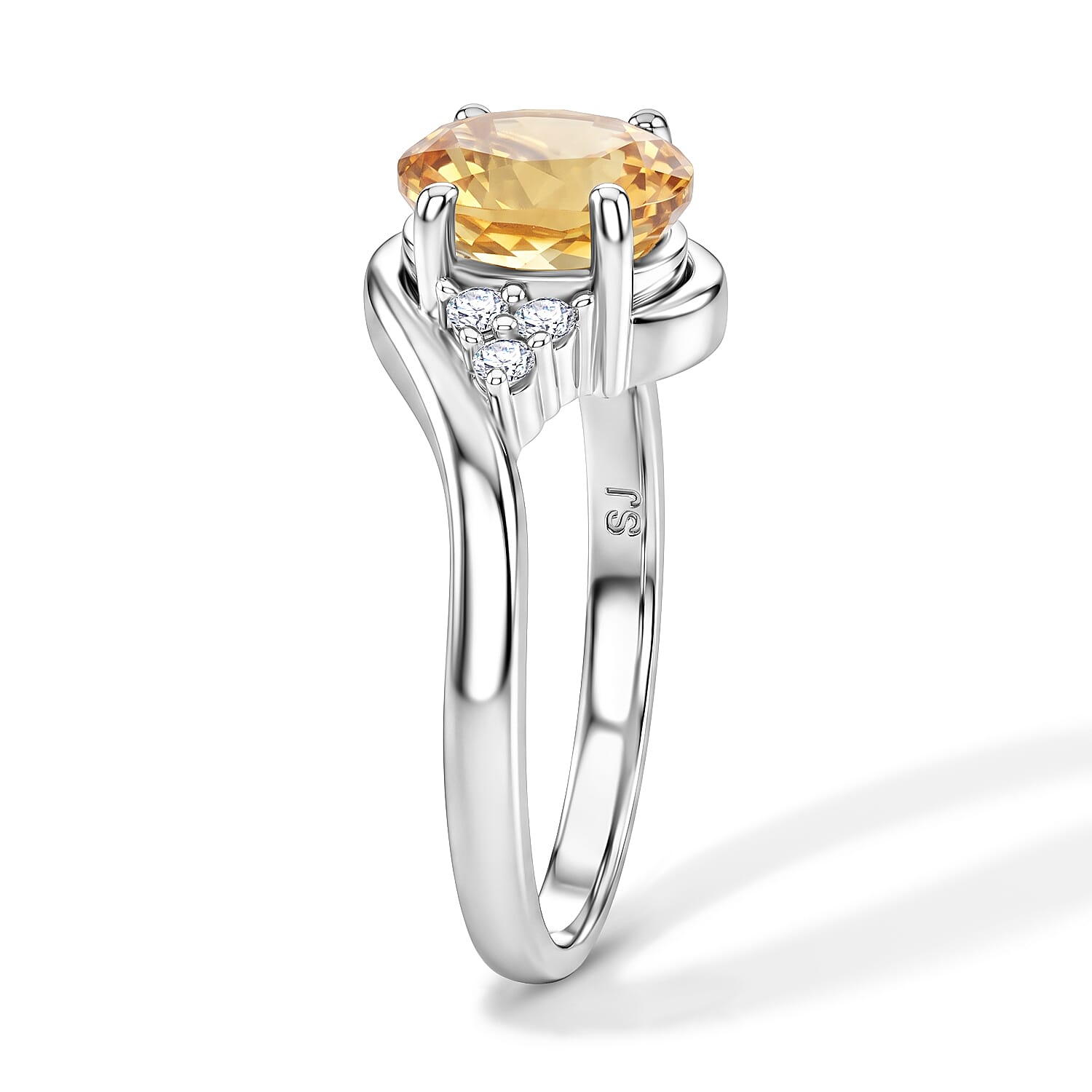 Brazilian Citrine and Simulated Diamond 1.26 ctw Ring in Sterling Silver (Size 7.0)