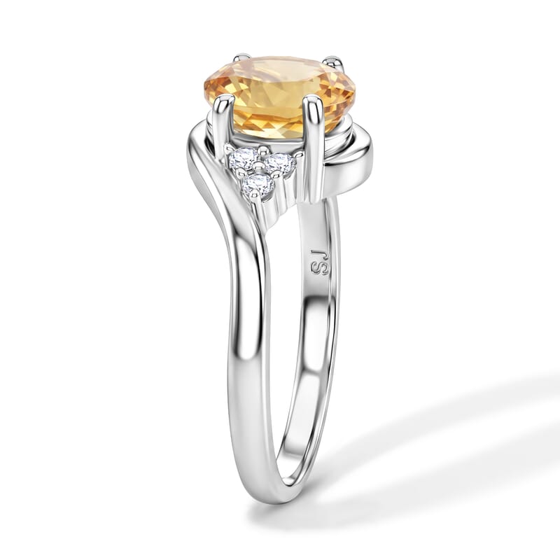 Brazilian Citrine and Simulated Diamond 1.26 ctw Ring in Sterling Silver (Size 7.0)