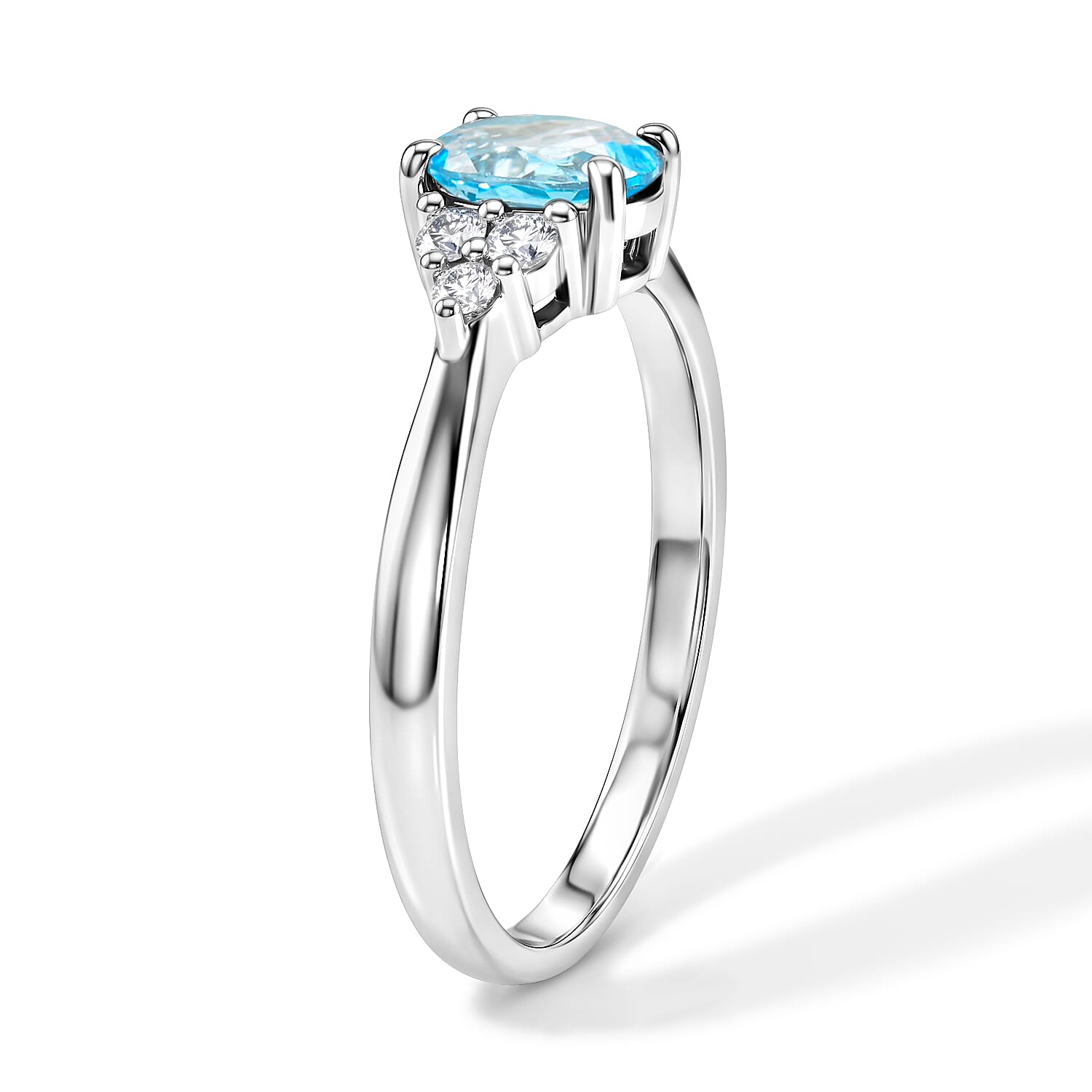 Blue Topaz and Simulated Diamond 1.26 ctw Ring in Sterling Silver (Size 10.0)