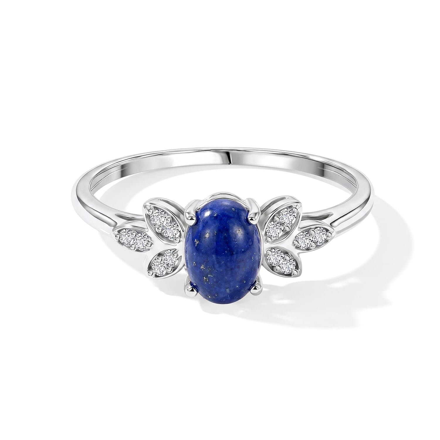 Lapis Lazuli and Simulated Diamond 1.06 ctw Ring in Sterling Silver (Size 7.0)