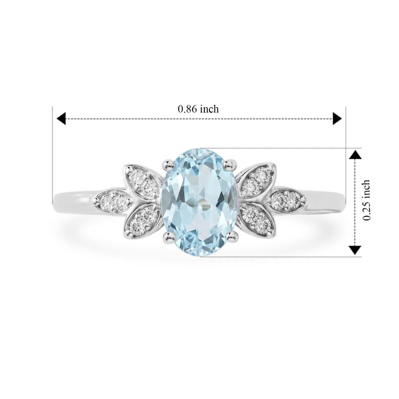 Blue Topaz and Simulated Diamond 0.96 ctw Ring in Sterling Silver (Size 7.0)