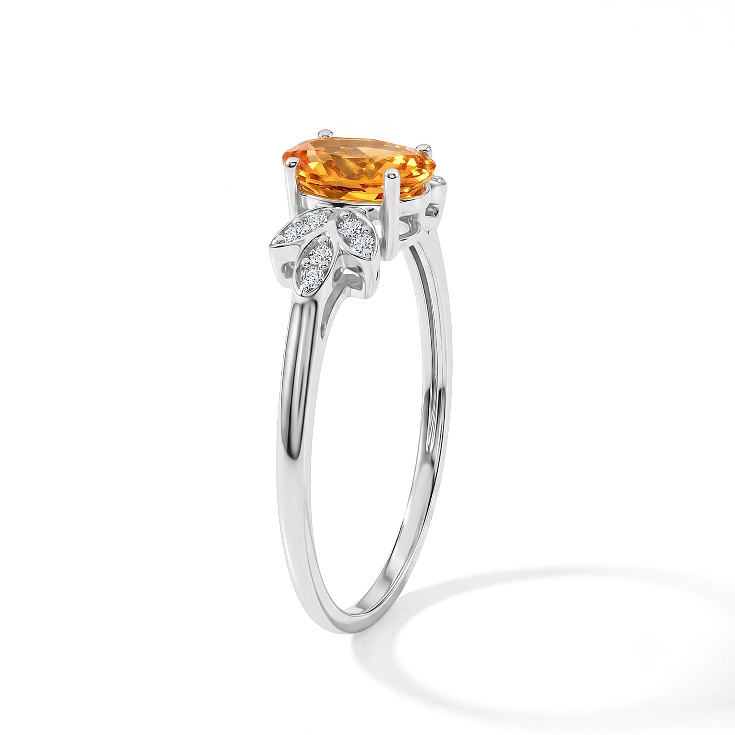 Brazilian Citrine and Simulated Diamond 0.96 ctw Ring in Sterling Silver (Size 7.0)