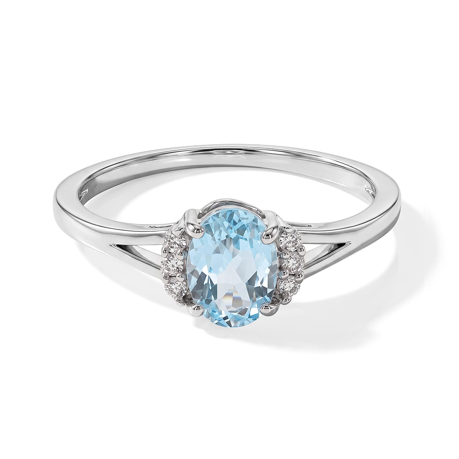 Blue Topaz and Simulated Diamond 0.92 ctw Ring in Sterling Silver (Size 7.0)