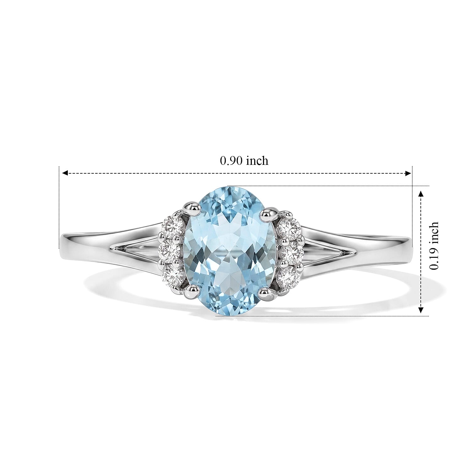 Blue Topaz and Simulated Diamond 0.92 ctw Ring in Sterling Silver (Size 7.0)