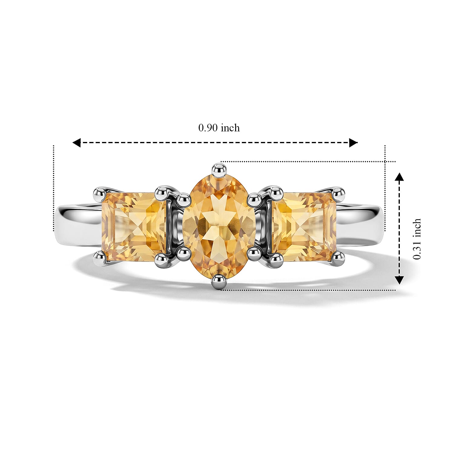 Brazilian Citrine 1.40 ctw Ring in Sterling Silver (Size 7.0)