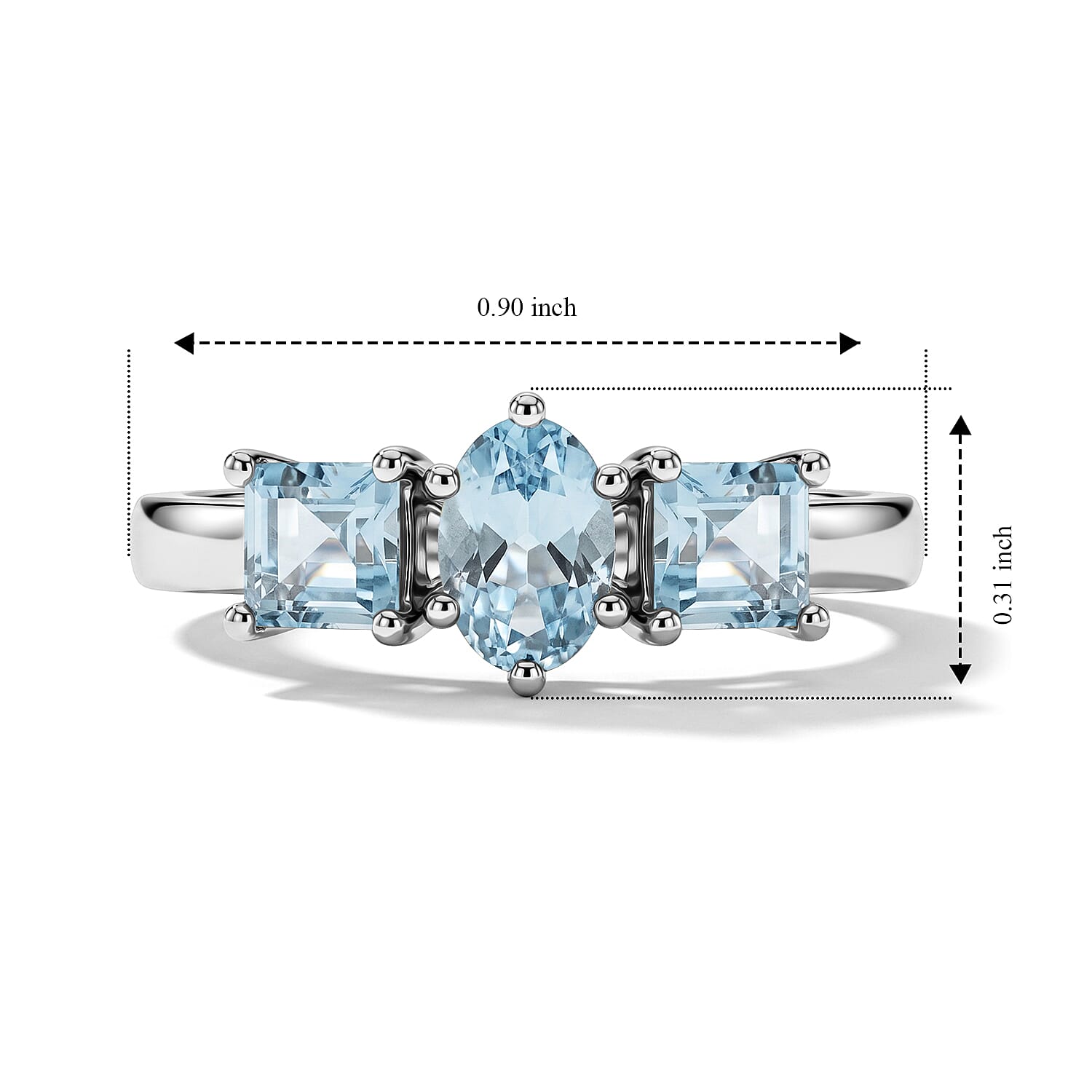 Blue Topaz 1.20 ctw Ring in Sterling Silver (Size 7.0)