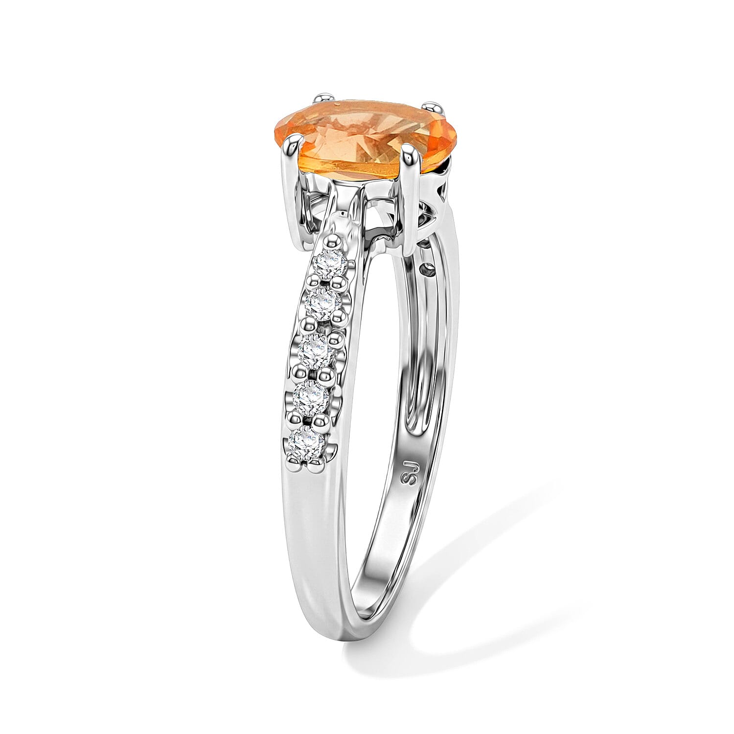 Brazilian Citrine and Simulated Diamond 1.32 ctw Ring in Sterling Silver (Size 7.0)
