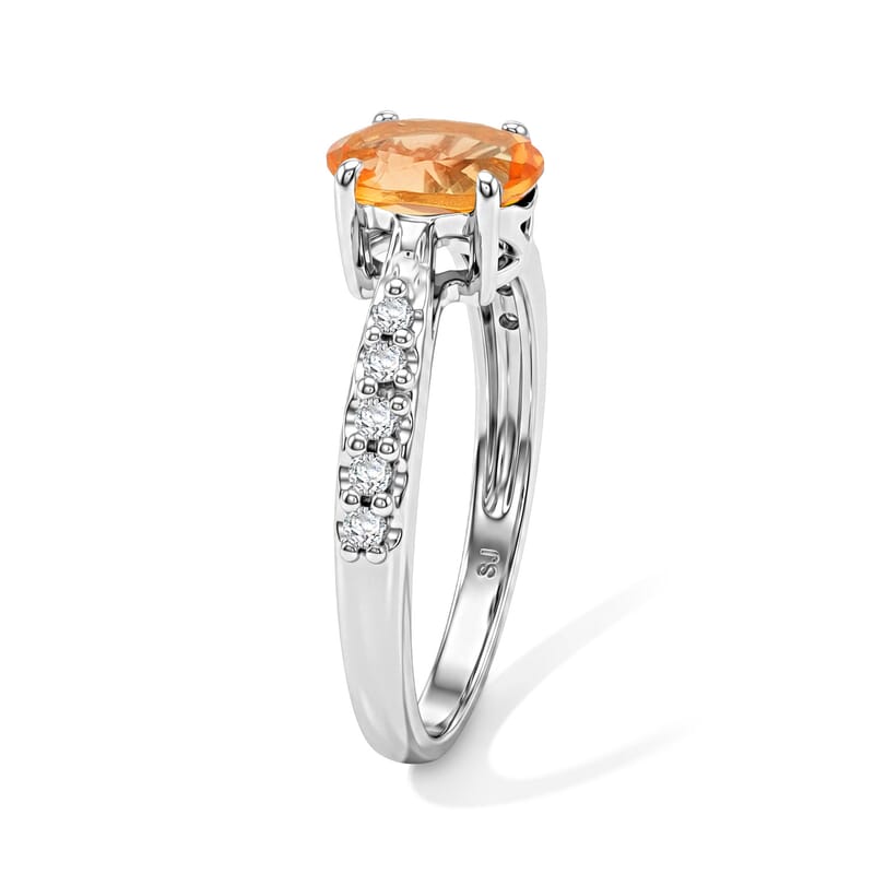 Brazilian Citrine and Simulated Diamond 1.32 ctw Ring in Sterling Silver (Size 7.0)