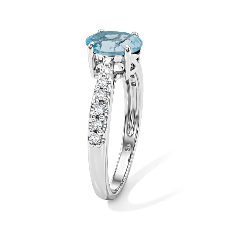 Aquamarine and Simulated Diamond 1.32 ctw Ring in Sterling Silver (Size 8.0)