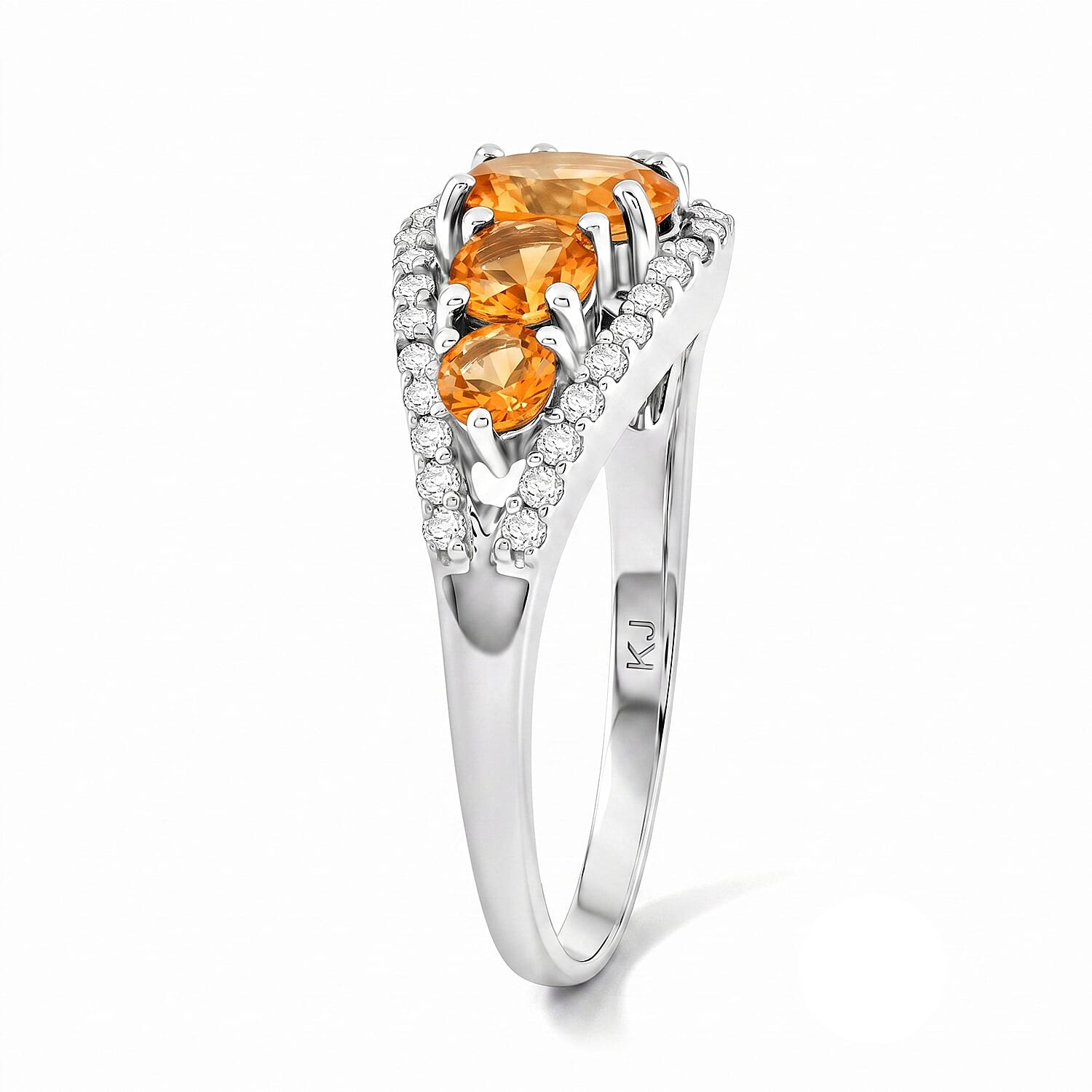Brazilian Citrine and Simulated Diamond 2.00 ctw Ring in Sterling Silver (Size 7.0)