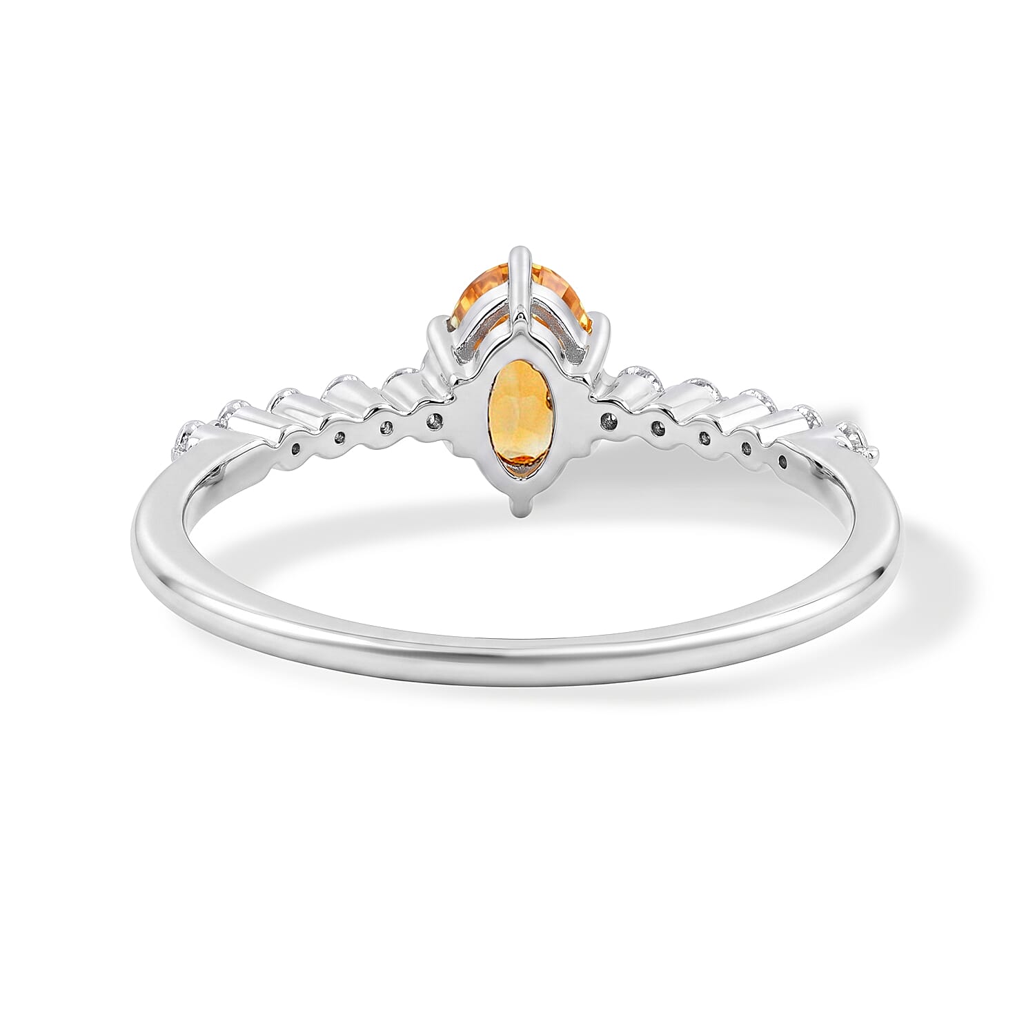 Smoky Quartz and Simulated Diamond 0.64 ctw Ring in Sterling Silver (Size 7.0)