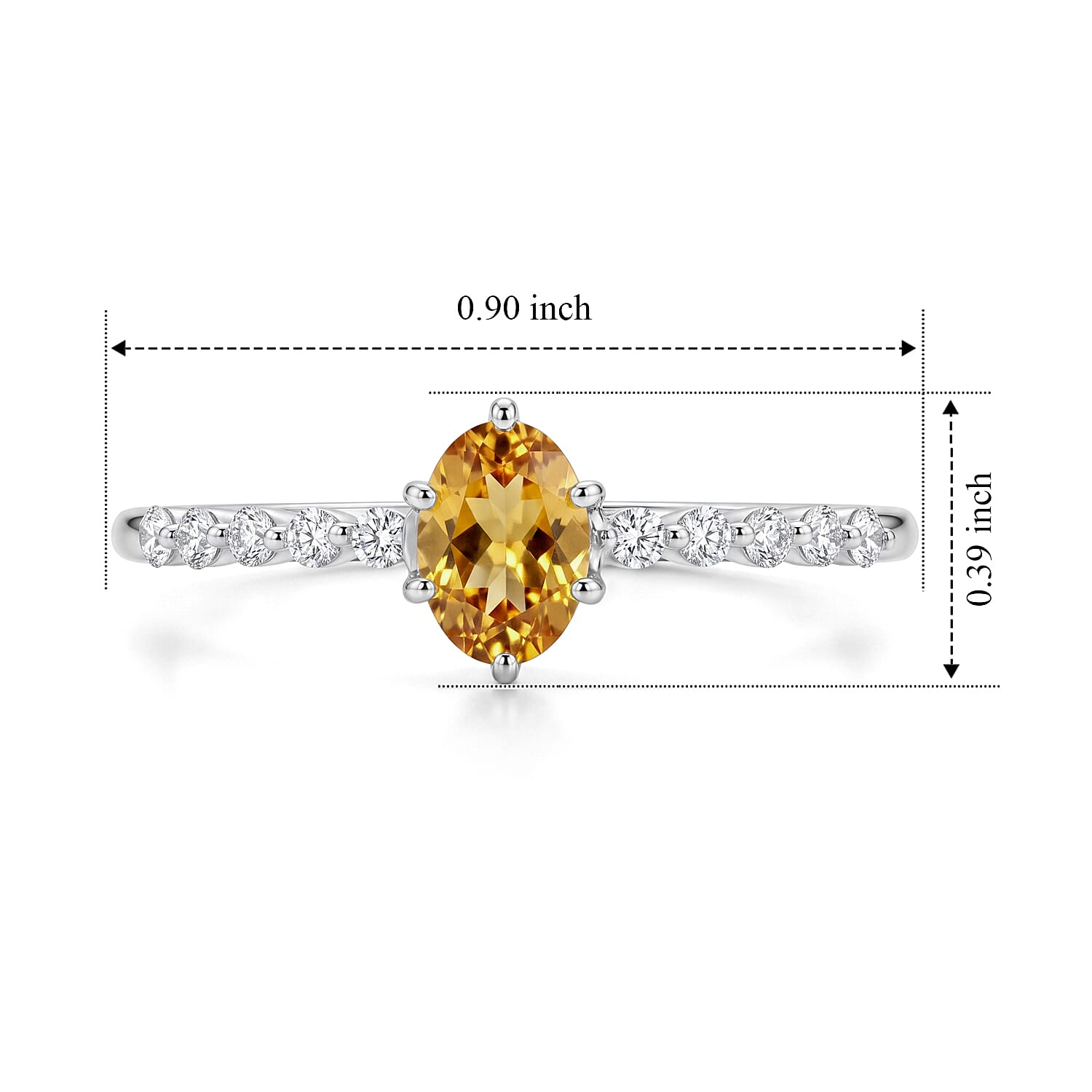 Smoky Quartz and Simulated Diamond 0.64 ctw Ring in Sterling Silver (Size 7.0)