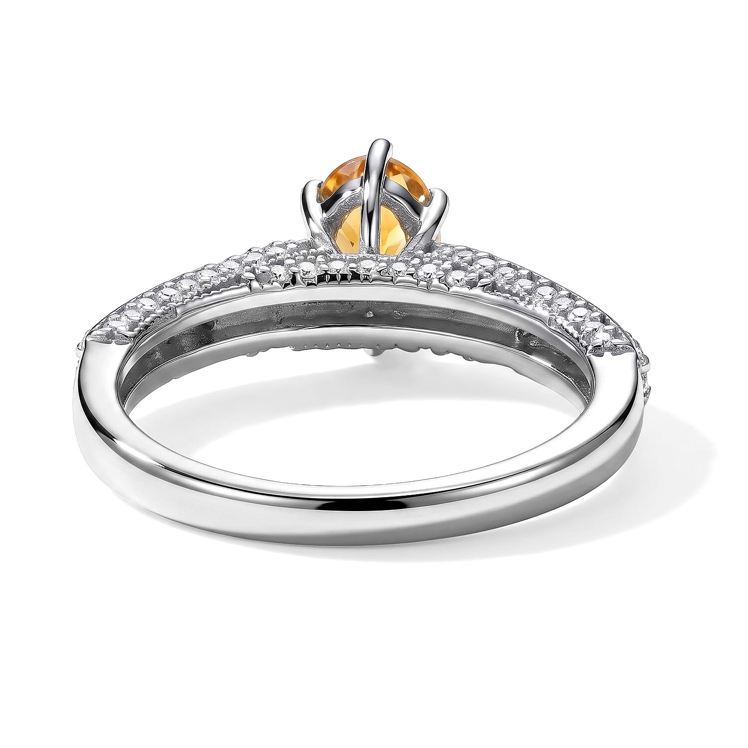 Citrine and Simulated Diamond 1.32 ctw Ring in Sterling Silver (Size 7.0)