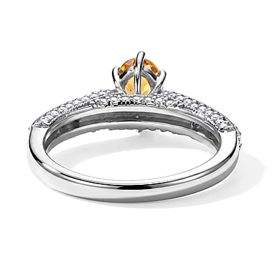 Citrine and Simulated Diamond 1.32 ctw Ring in Sterling Silver (Size 7.0)