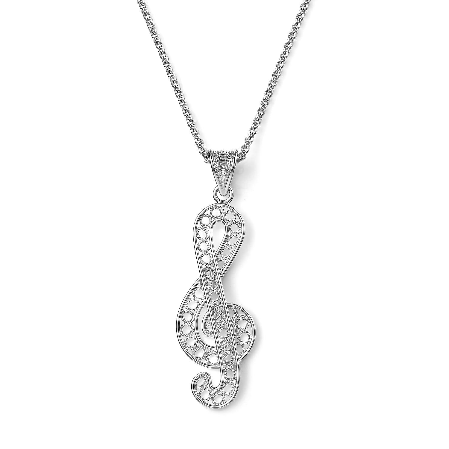 Treble Clef Pendant without Chain in Sterling Silver 2 Grams