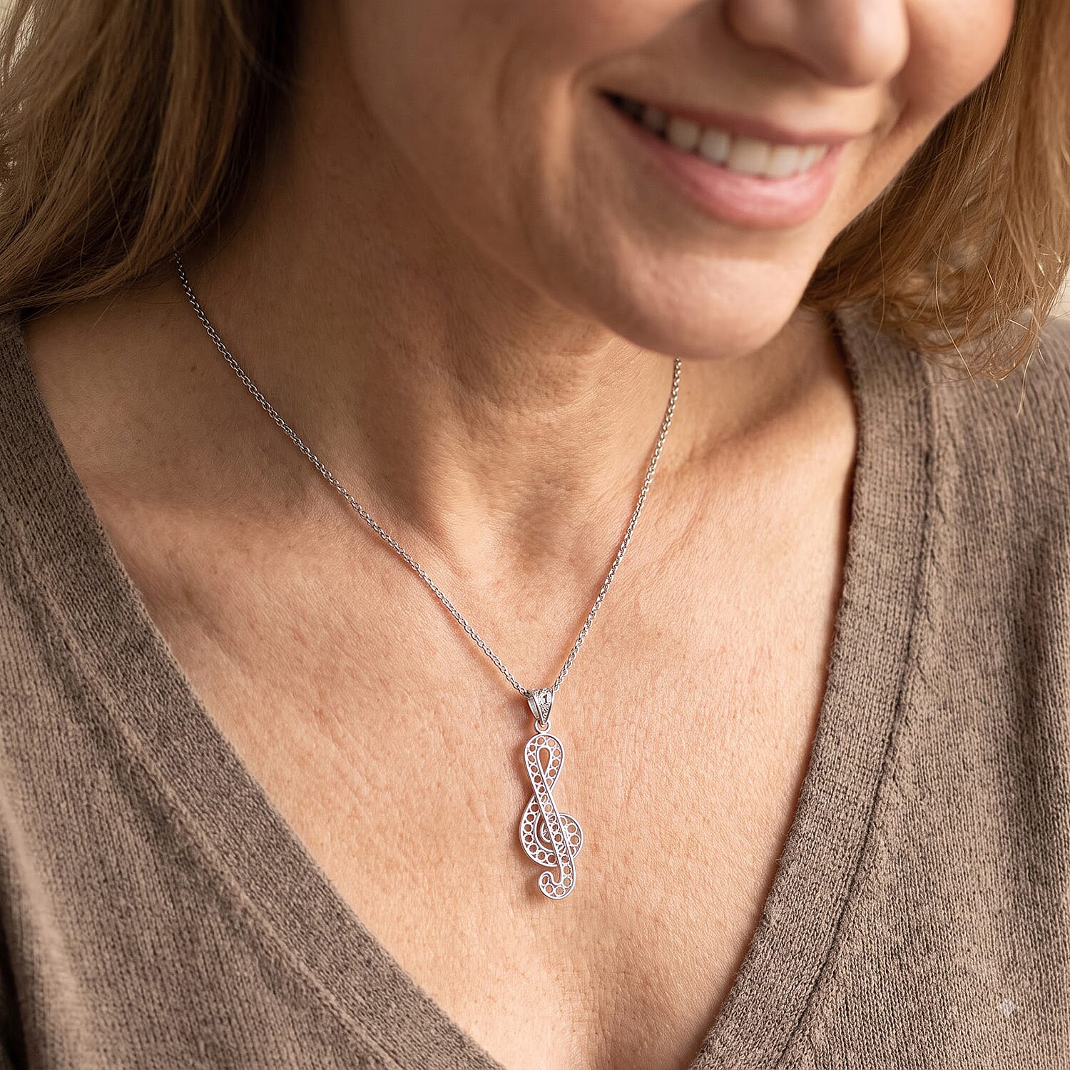 Treble Clef Pendant without Chain in Sterling Silver 2 Grams