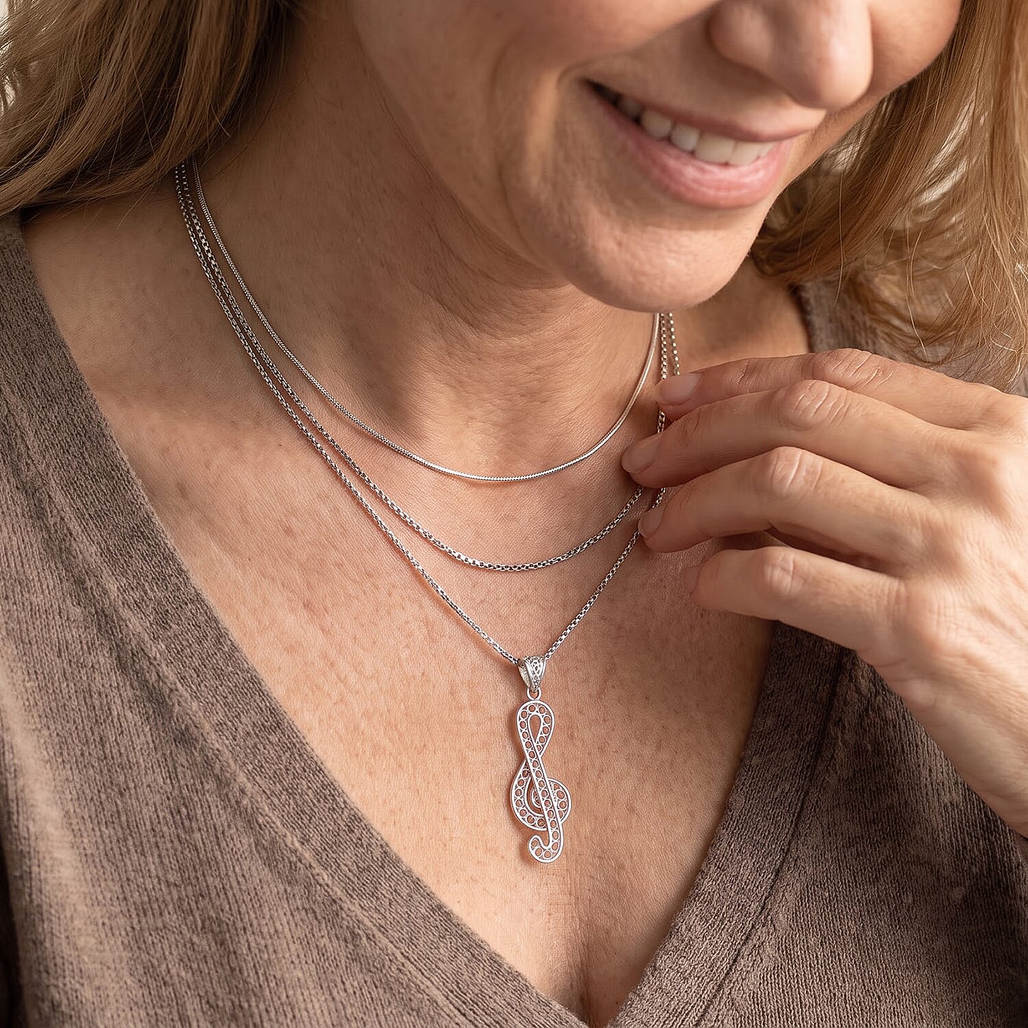 Treble Clef Pendant without Chain in Sterling Silver 2 Grams