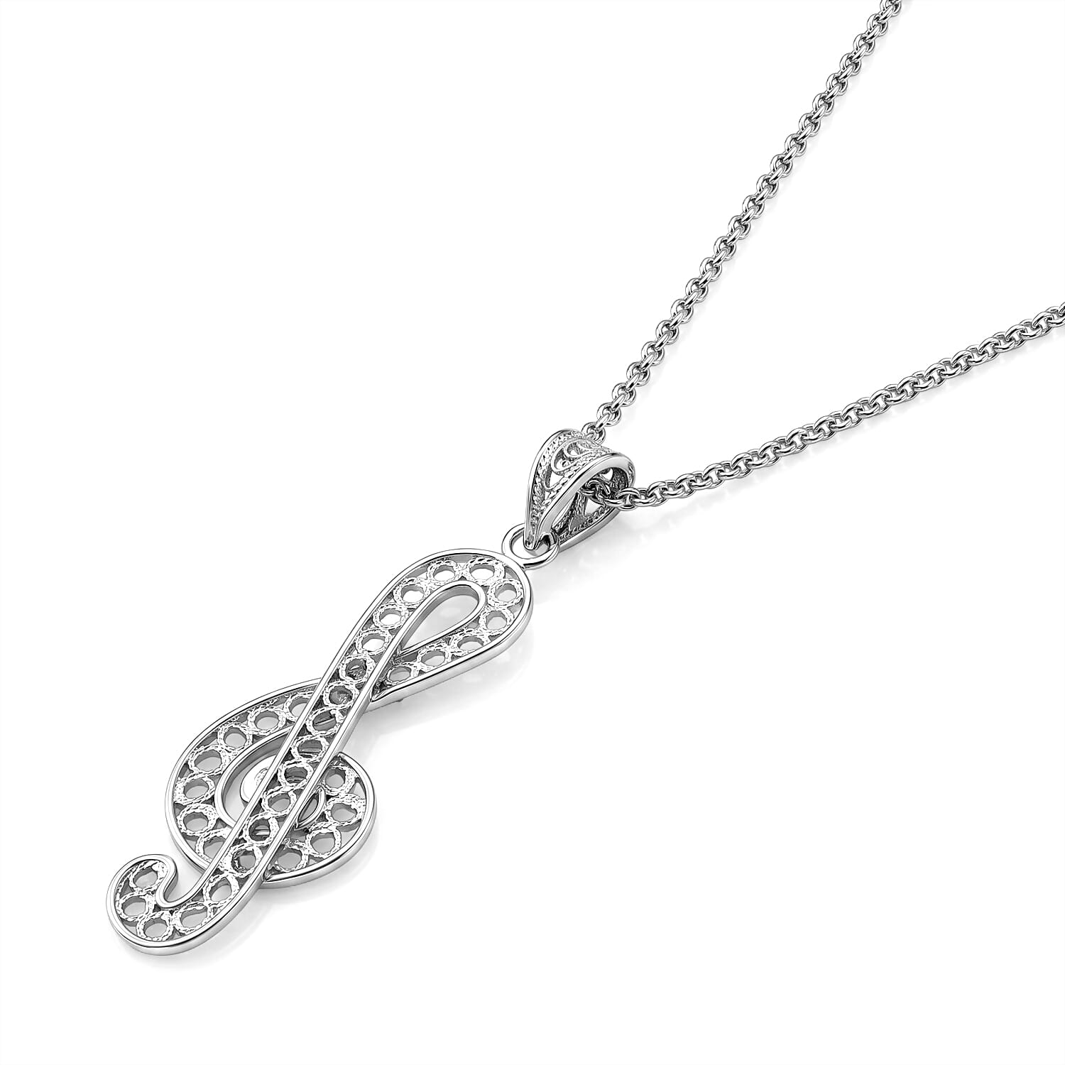 Treble Clef Pendant without Chain in Sterling Silver 2 Grams