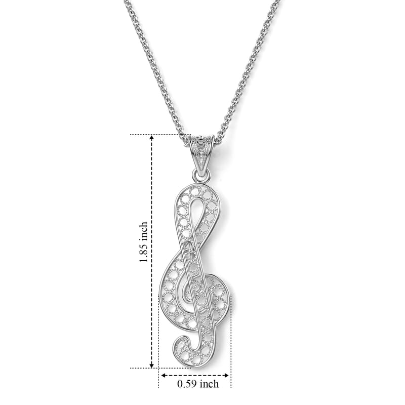 Treble Clef Pendant without Chain in Sterling Silver 2 Grams