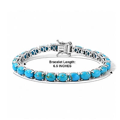 D'Joy Sonoran Turquoise 18.10 ctw Bracelet in Rhodium Over Sterling Silver (6.50 In)