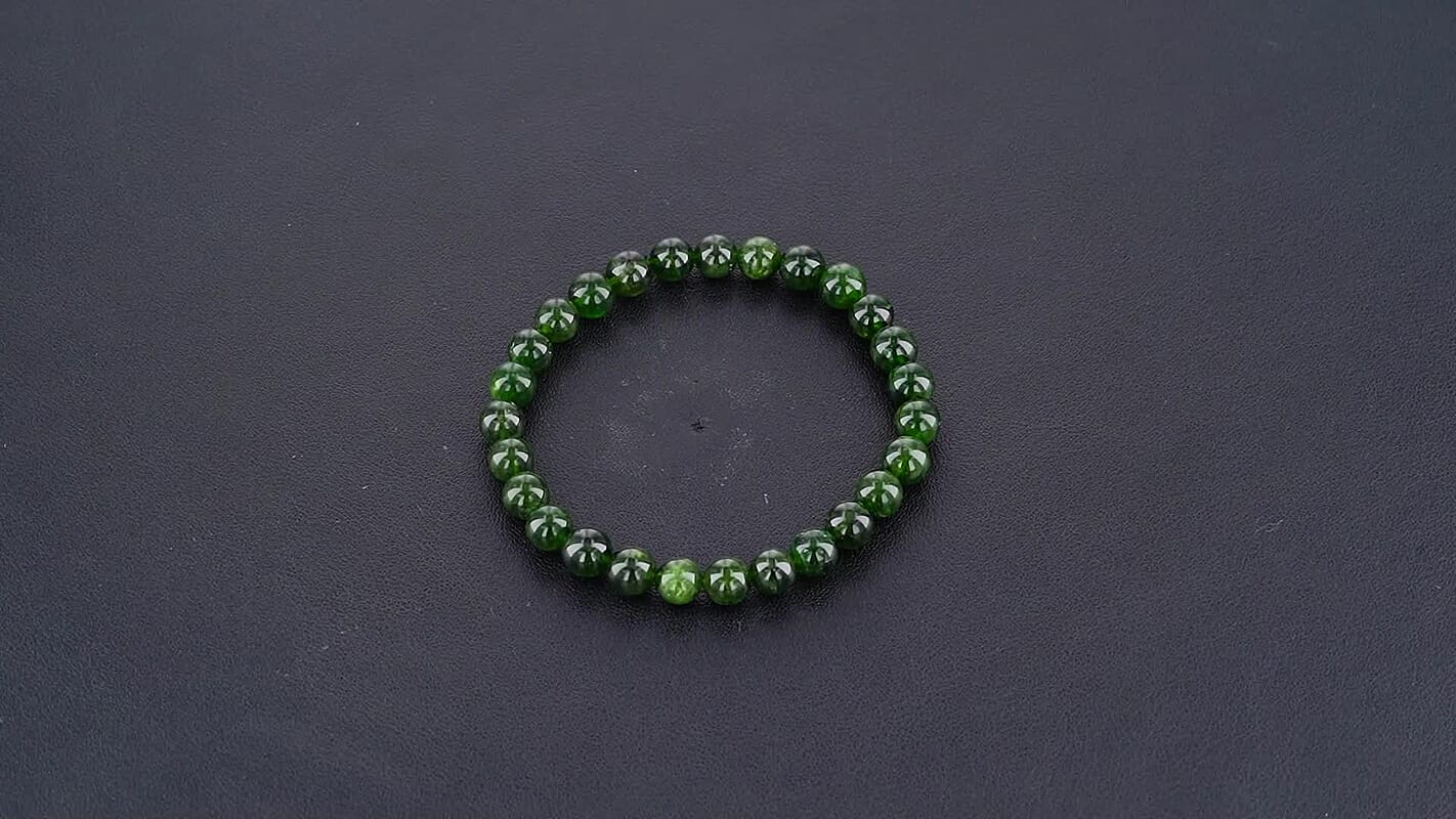 Chrome Diopside Beaded Stretch Bracelet 75.00 ctw
