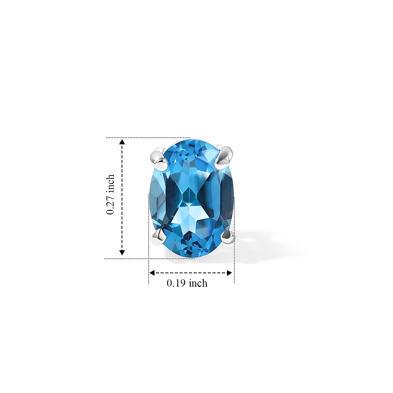 D'Joy Premium Swiss Blue Topaz 1.80 ctw Solitaire Stud Earrings in Rhodium Over Sterling Silver
