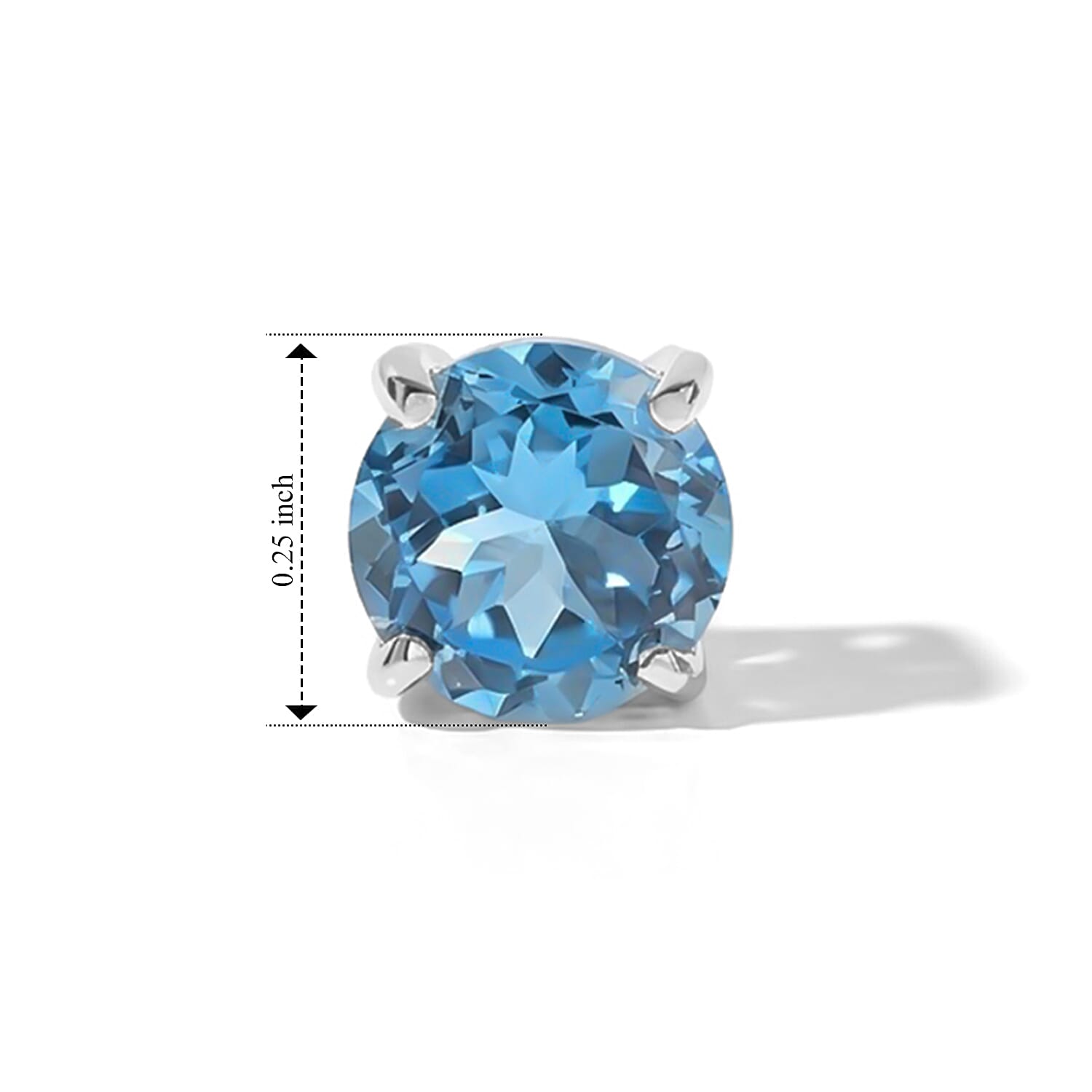 D'Joy Premium Swiss Blue Topaz 2.00 ctw Stud Earrings in Rhodium Over Sterling Silver