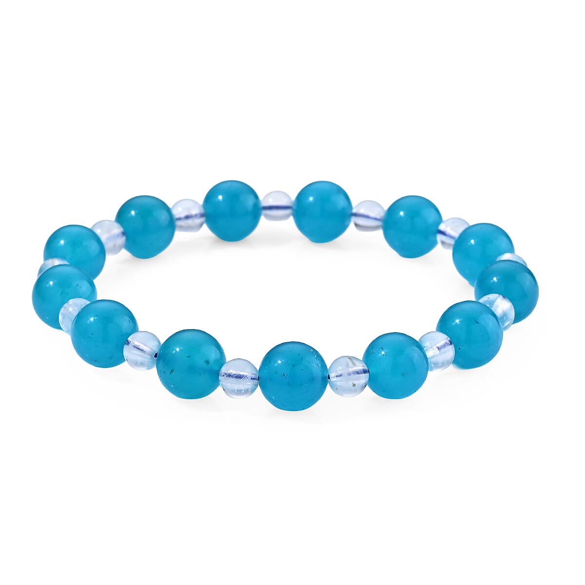 Amazonite and Rainbow Moonstone 80.00 ctw Beaded Stretch Bracelet