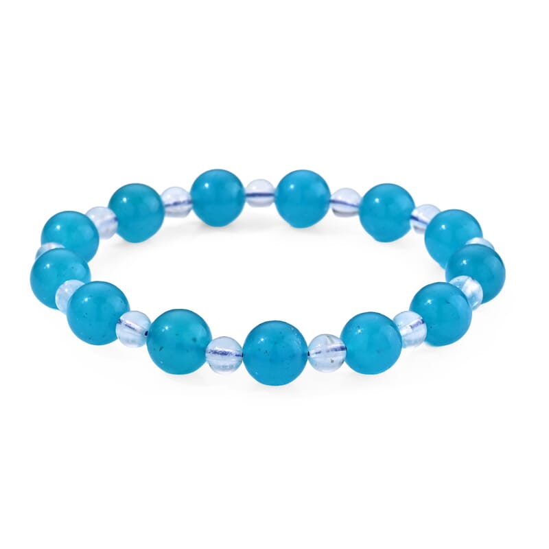 Amazonite and Rainbow Moonstone 80.00 ctw Beaded Stretch Bracelet