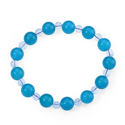 Amazonite and Rainbow Moonstone 80.00 ctw Beaded Stretch Bracelet