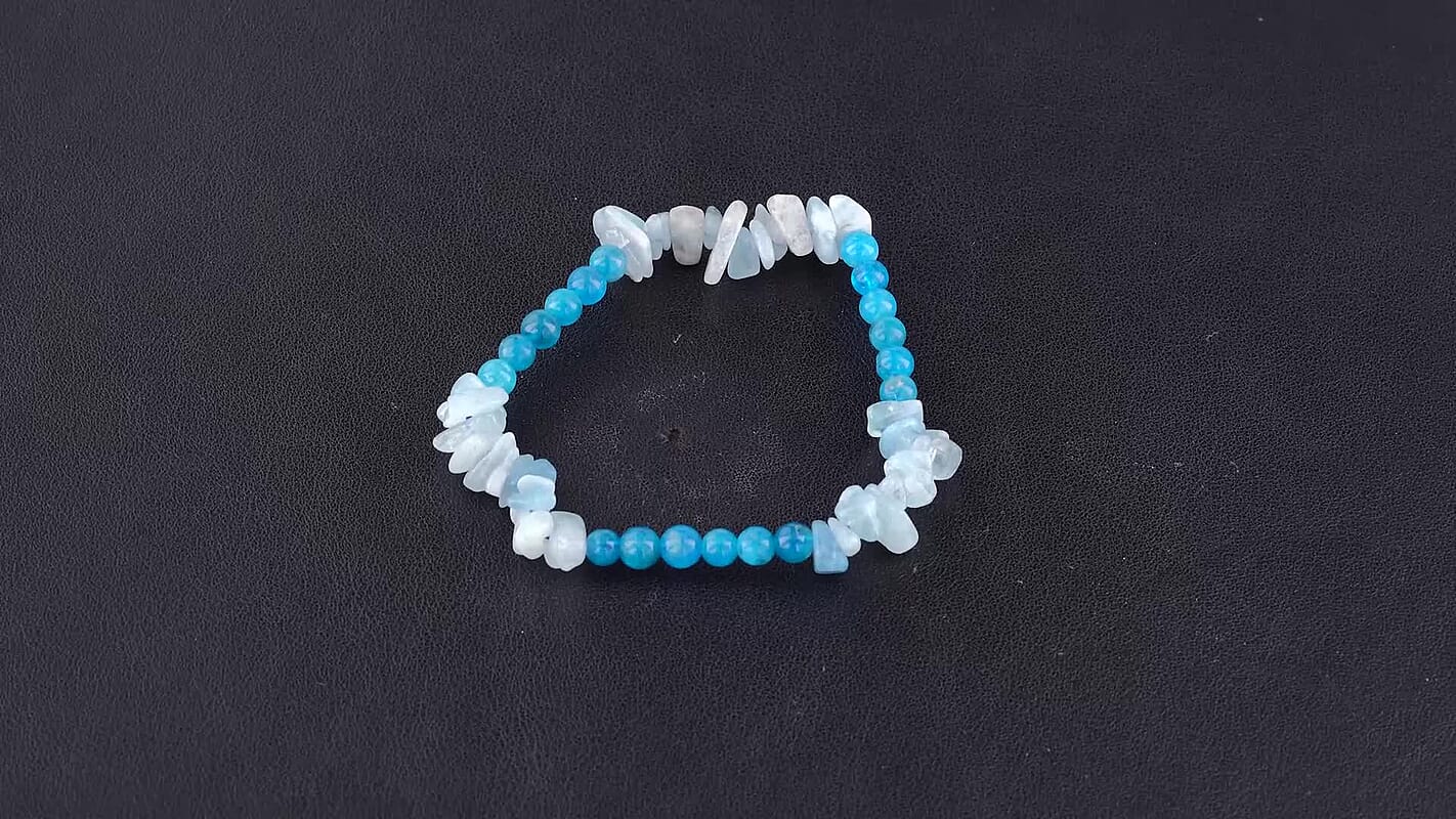 Blue Apatite and Amazonite 60.00 ctw Beaded Stretch Bracelet