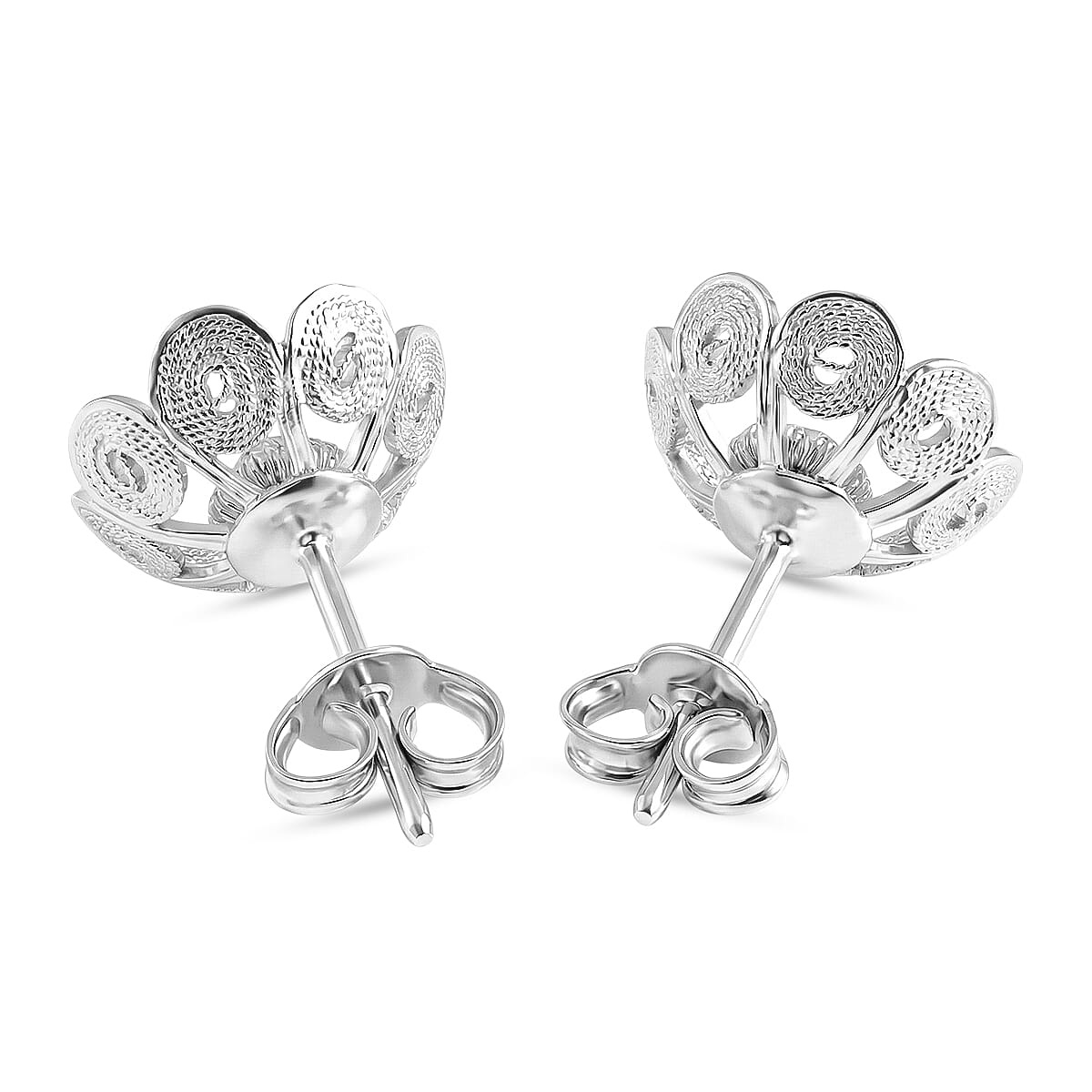 Flower Bell Cap Pin Finding Earrings in Sterling Silver 2.50 Grams