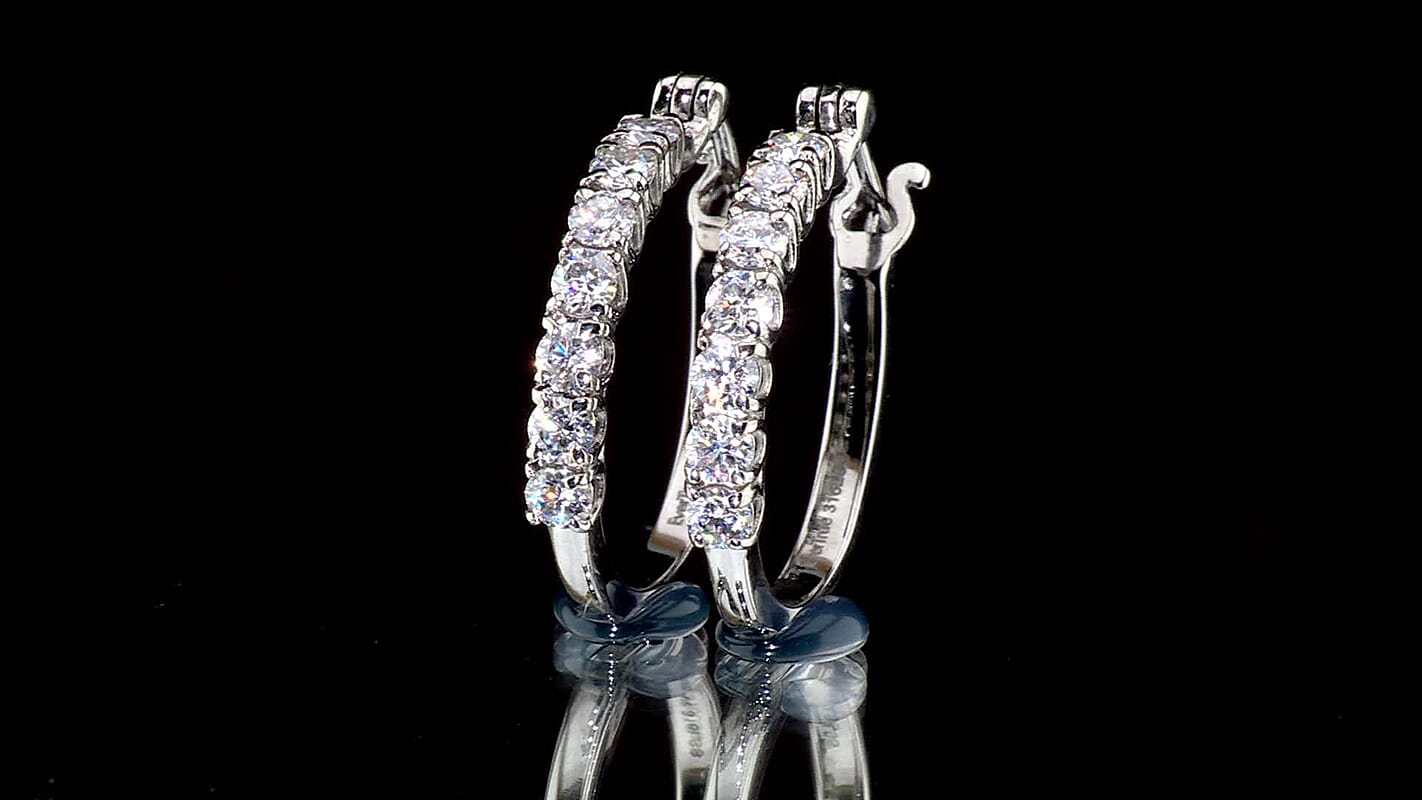 EverTrue Moissanite 1.40 ctw Hoop Earringsin Stainless Steel