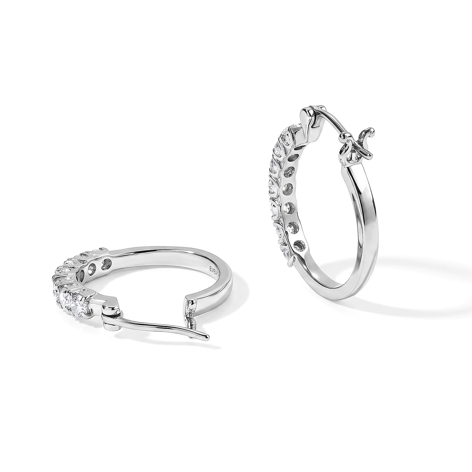 EverTrue Moissanite 1.40 ctw Hoop Earrings in Stainless Steel
