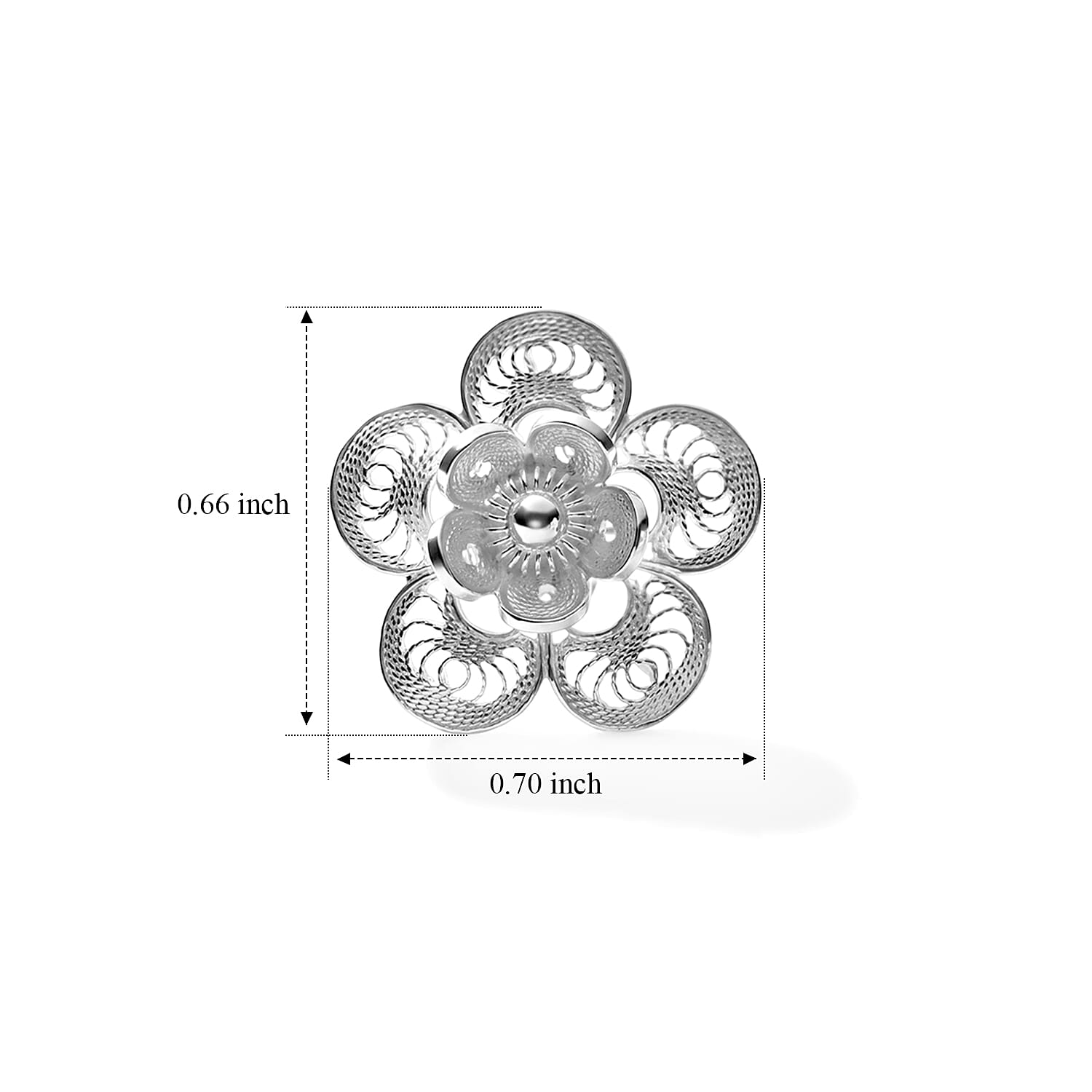 Filigree Flower Stud Earrings in Sterling Silver 3.10 Grams