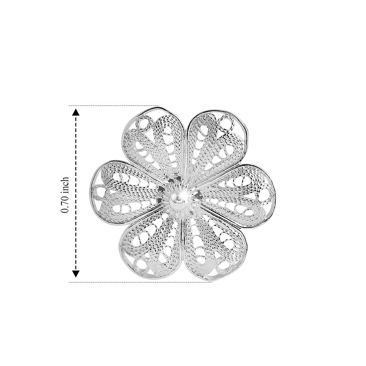 Filigree Flower Stud Earrings in Sterling Silver 2.60 Grams