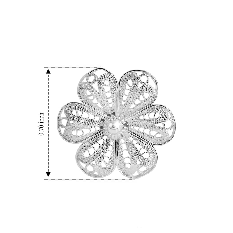 Filigree Flower Stud Earrings in Sterling Silver 2.60 Grams