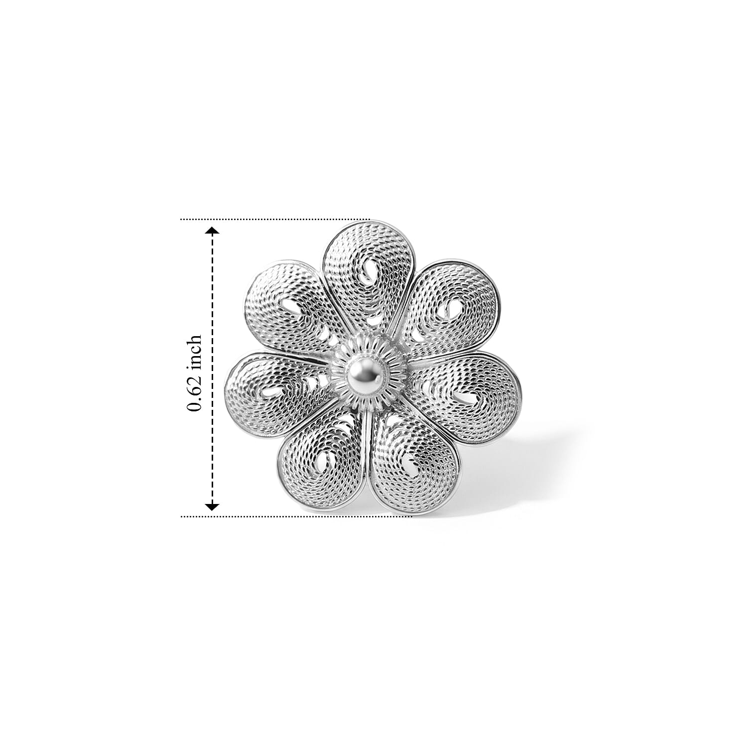 Filigree Flower Stud Earrings in Sterling Silver 2.70 Grams