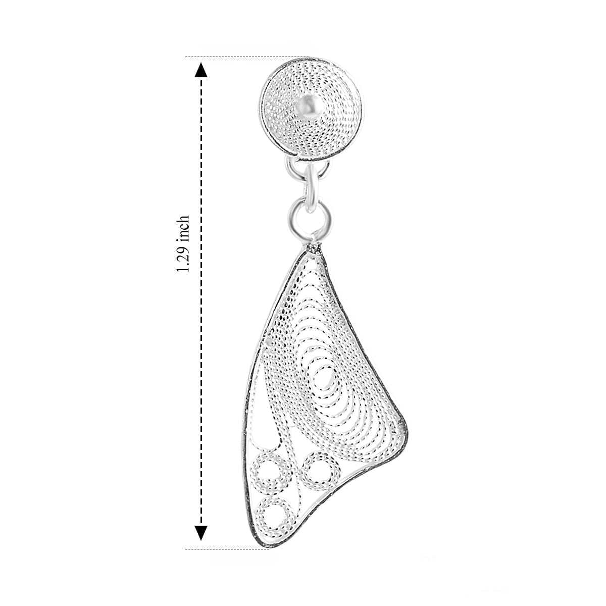 Filigree Fan Dangle Earrings in Sterling Silver 2.25 Grams