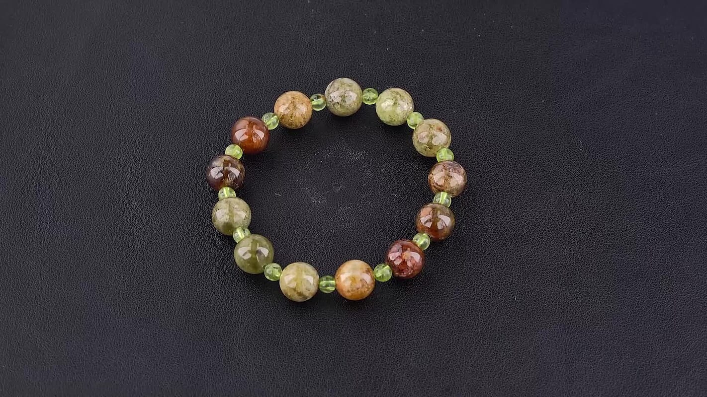 Green Garnet 140.00 ctw Beaded and Peridot Stretchable Bracelet
