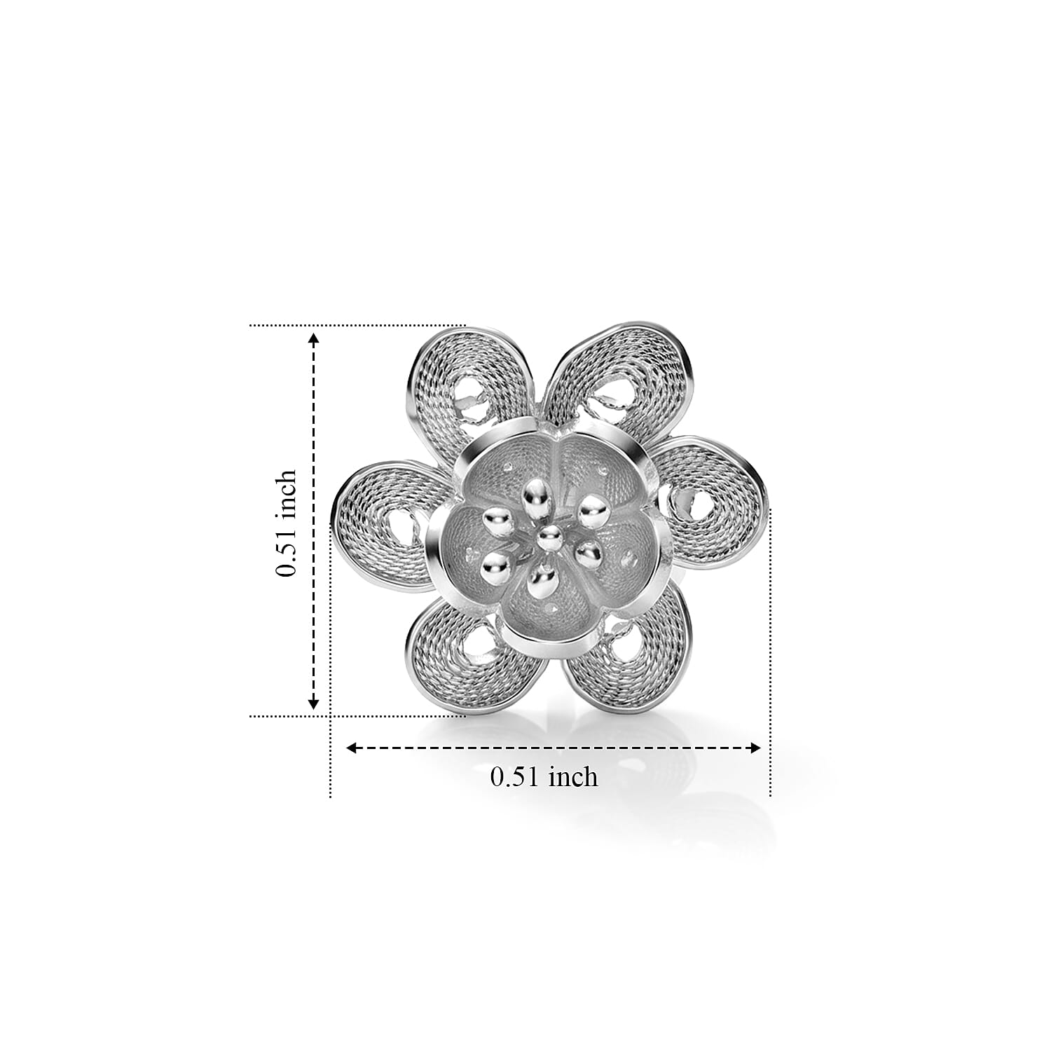Engraved Flower Stud Earrings in Sterling Silver 2.50 Grams