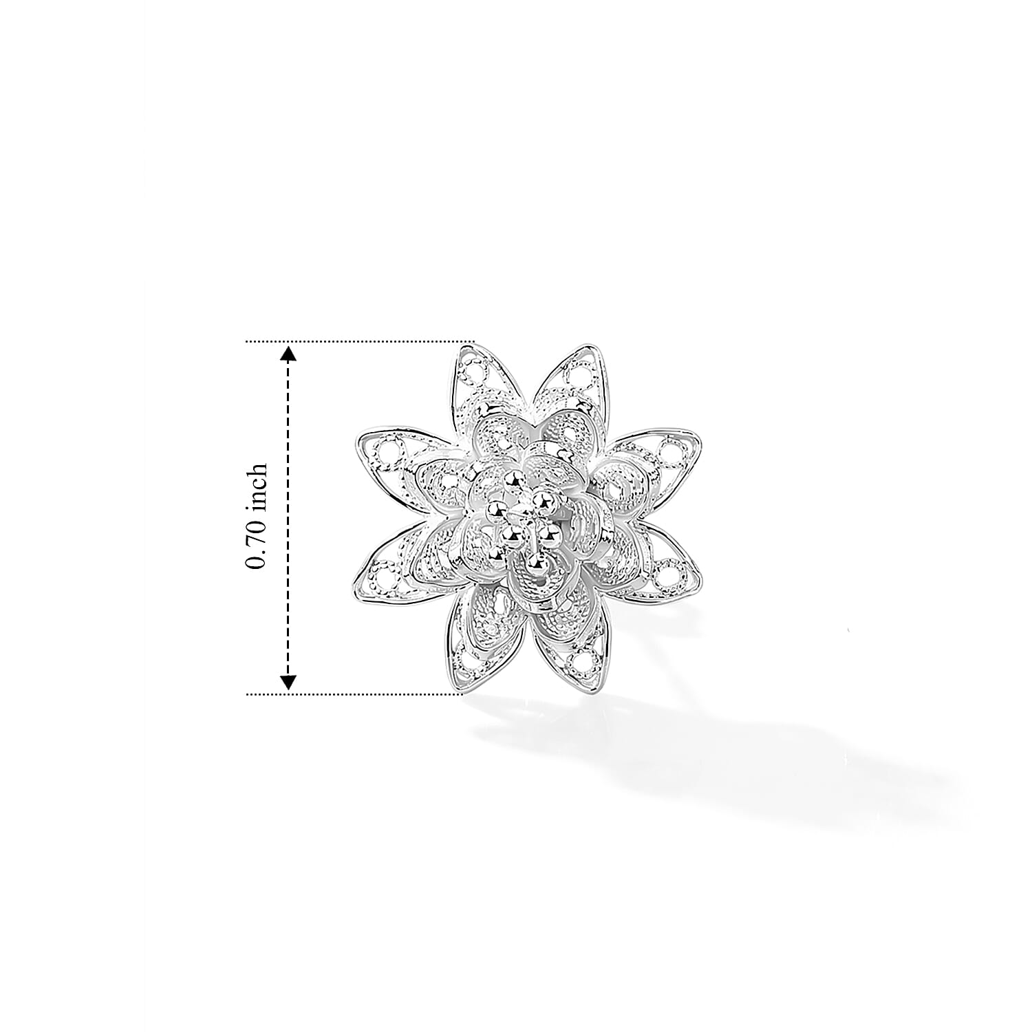 Filigree Star Flower Stud Earrings in Sterling Silver 3.95 Grams