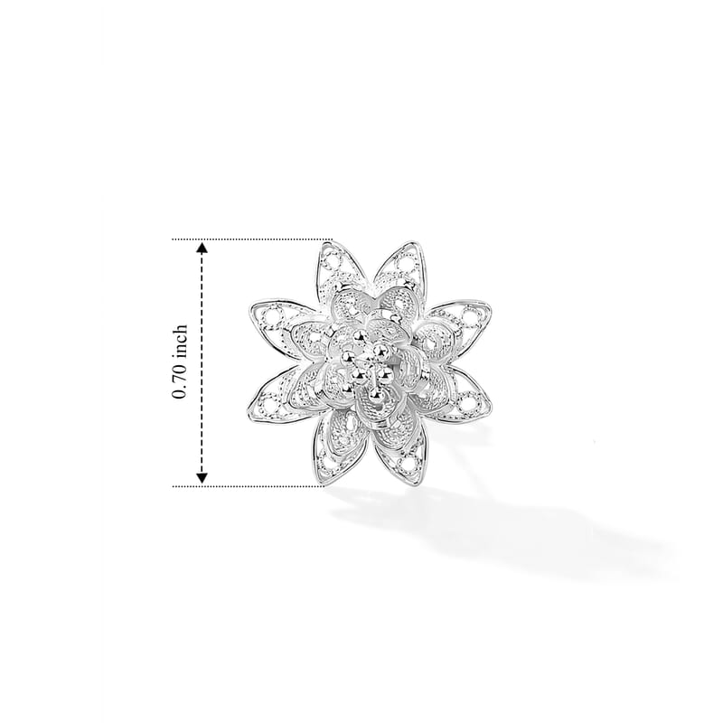 Filigree Star Flower Stud Earrings in Sterling Silver 3.95 Grams