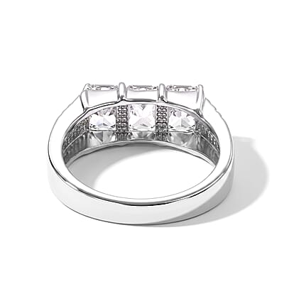 EverTrue Simulated Diamond 3 Stone Ring in Stainless Steel (Size 9.0)