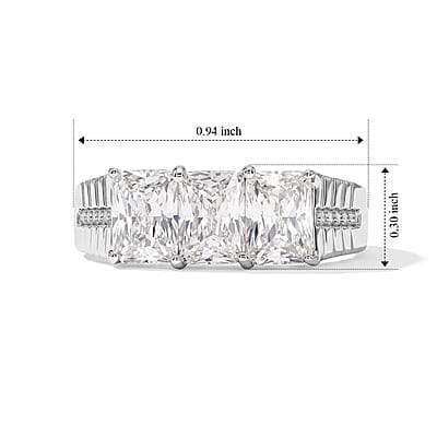 EverTrue Simulated Diamond 3 Stone Ring in Stainless Steel (Size 9.0)