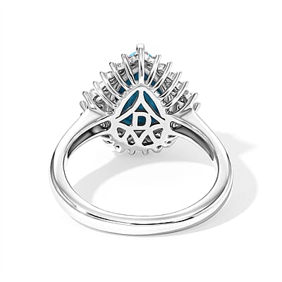 D'Joy AAA Sonoran Turquoise and Moissanite 2.20 ctw Ring in Rhodium Over Sterling Silver (Size 5.0)