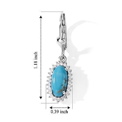 D'Joy AAA Sonoran Turquoise and Moissanite 2.70 ctw Earrings in Rhodium Over Sterling Silver