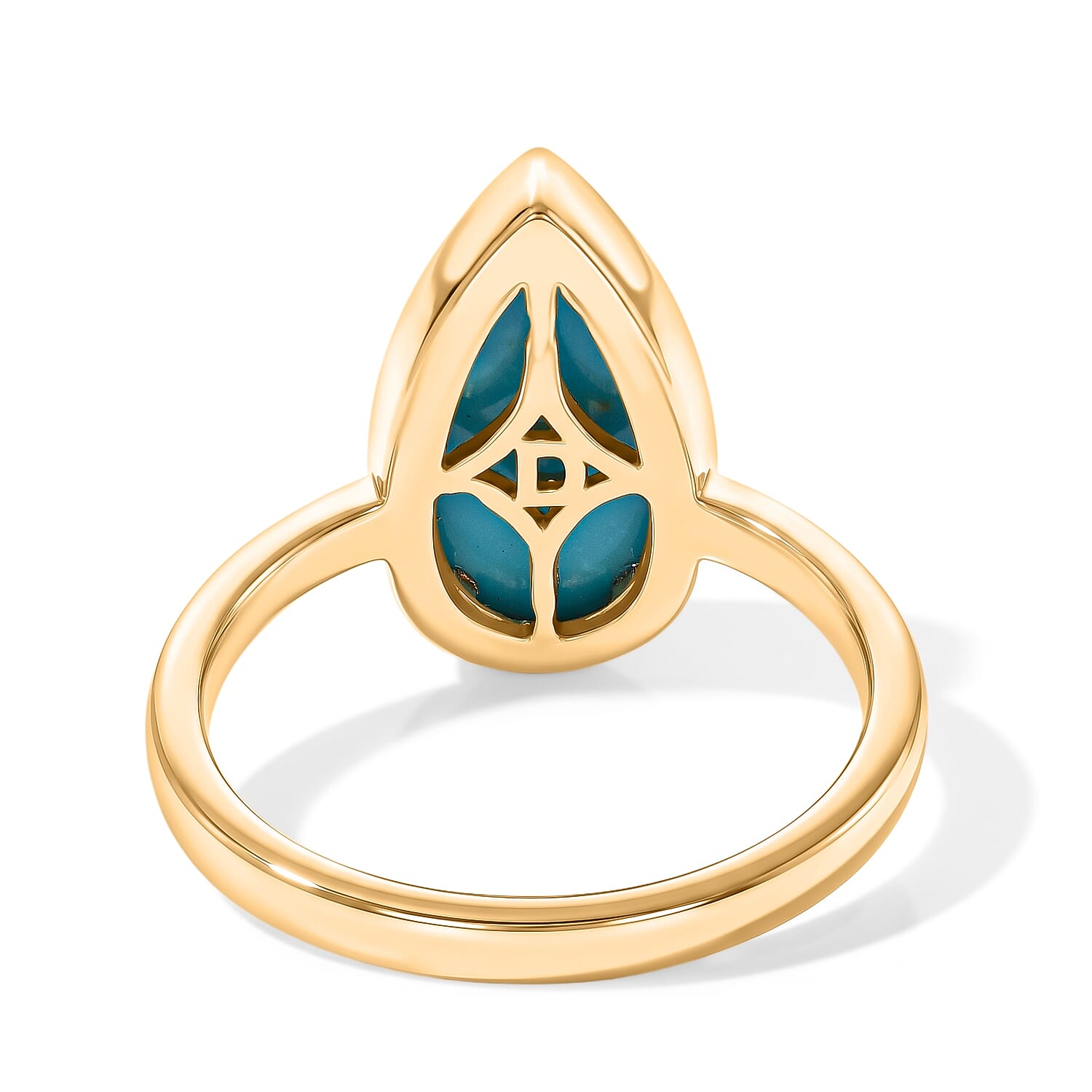 D'Joy AAA Sonoran Turquoise 2.65 ctw Azure Drop Ring in 18K Vermeil Yellow Gold Over Sterling Silver (Size 7.0)