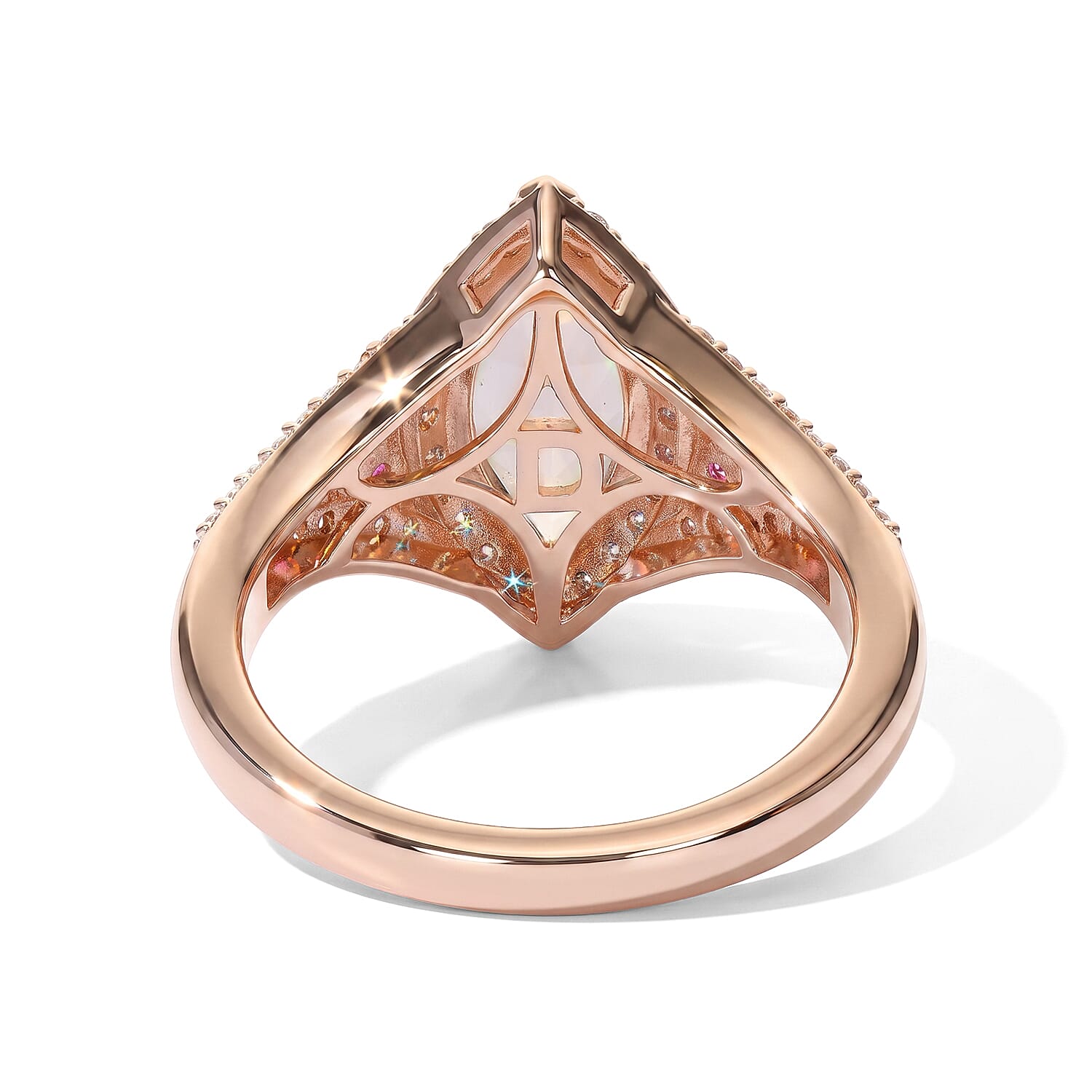 D'Joy Premium Marropino Morganite and Multi Gemstone 2.15 ctw Ring in 18K Vermeil Rose Gold Over Sterling Silver (Size 6.0)